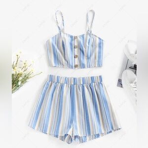 Striped Blue and White Two-Piece Set